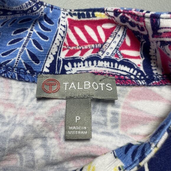 T by Talbots Floral Drawstring Waist Pocket Cap Sleeve Casual T-Shirt Dress Sz P - Picture 7 of 13